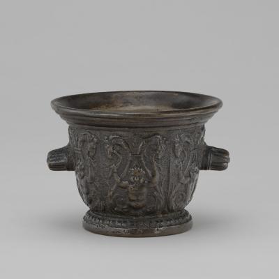 Image for Mortar with Foliate Grotesques, Goats' Heads, and Ribbed Handles