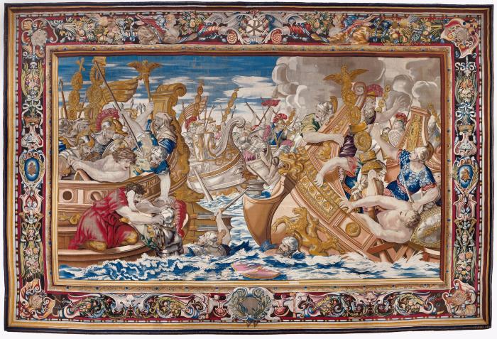 Image for Tapestry showing the Sea Battle between the Fleets of Constantine and Licinius
