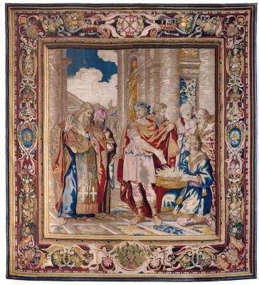 Image for Tapestry showing Constantine Burning the Memorials to Give Tax Concessions to the Christian Church