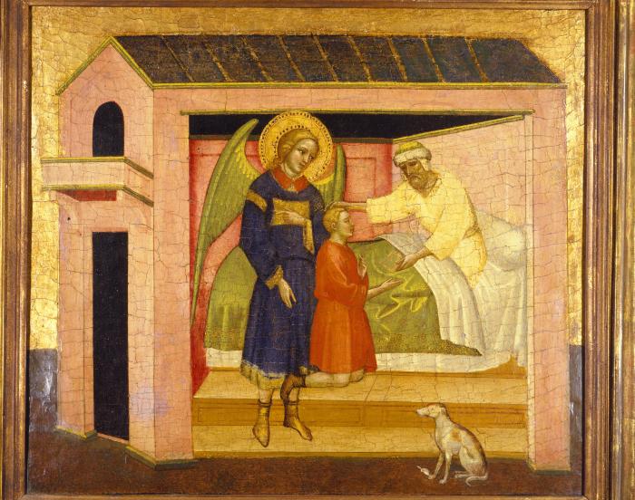 Image for Tobit Blessing His Son, Tobias, Accompanied by Archangel Raphael