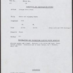 Image for K0129 - Condition and restoration record, circa 1950s-1960s