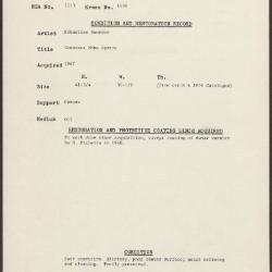 Image for K1439 - Condition and restoration record, circa 1950s-1960s