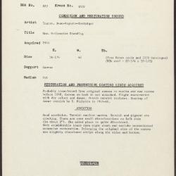 Image for K1407 - Condition and restoration record, circa 1950s-1960s