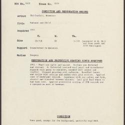 Image for K2076 - Condition and restoration record, circa 1950s-1960s