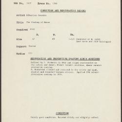 Image for K1598 - Condition and restoration record, circa 1950s-1960s