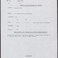 Image for K0203 - Condition and restoration record, circa 1950s-1960s
