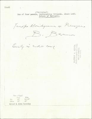 Image for K0010 - Expert opinion by Berenson, circa 1920s-1950s