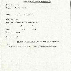 Image for K1040 - Condition and restoration record, circa 1950s-1960s