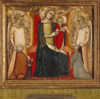 Image for Madonna and Child between Two Angels, with a Kneeling Donor, His Wife and Child