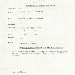 Image for K1073 - Condition and restoration record, circa 1950s-1960s