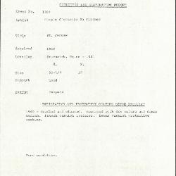 Image for K1184 - Condition and restoration record, circa 1950s-1960s
