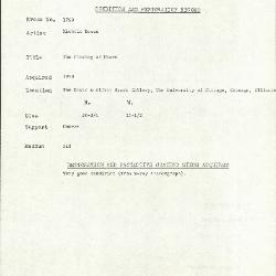 Image for K1760 - Condition and restoration record, circa 1950s-1960s