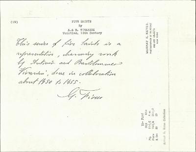 Image for K0019 - Expert opinion by Fiocco, circa 1930s-1940s
