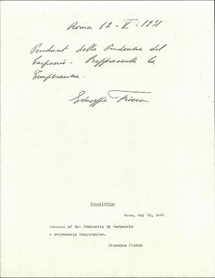 Image for K0025 - Expert opinion by Fiocco, 1931