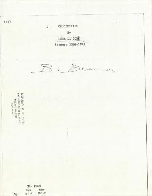 Image for K0034 - Expert opinion by Berenson, circa 1920s-1950s