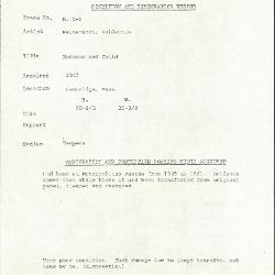 Image for K00M5 - Condition and restoration record, circa 1950s-1960s