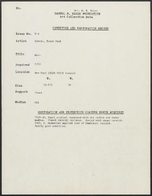 Image for K00X5 - Condition and restoration record, circa 1950s-1960s