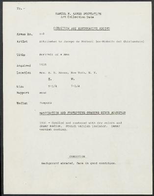 Image for K00X8 - Condition and restoration record, circa 1950s-1960s