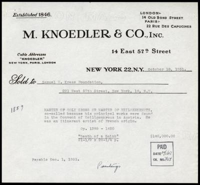 Image for M. Knoedler & Co., October 18, 1951