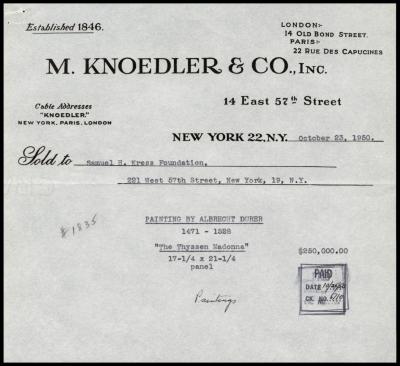 Image for M. Knoedler & Co., October 23, 1950