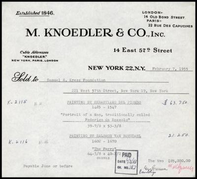 Image for M. Knoedler & Co., February 7, 1955