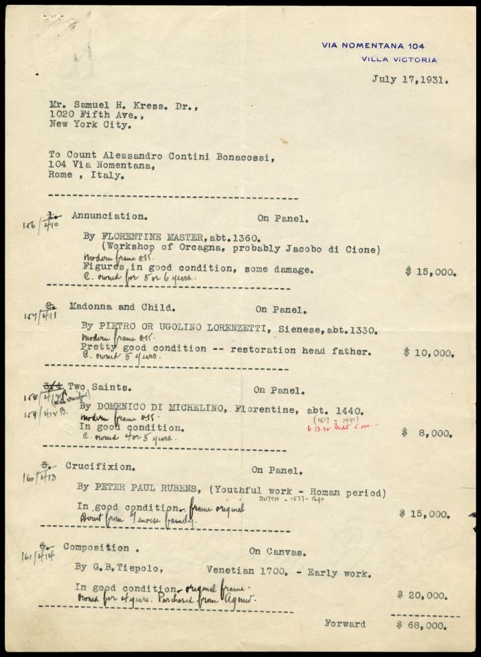 Image for Contini Bonacossi, Alessandro, July 17, 1931
