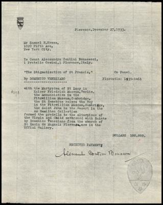 Image for Contini Bonacossi, Alessandro, December 27, 1933 [2]