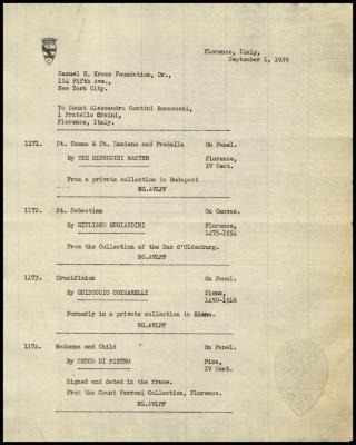 Image for Contini Bonacossi, Alessandro, September 1, 1939 [1]