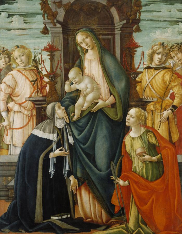 Image for Enthroned Madonna and Christ Child with Angels, Saints Paula and Agatha