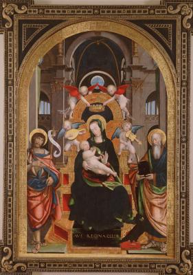 Image for Madonna and Child Enthroned with Saints John the Baptist and John the Evangelist