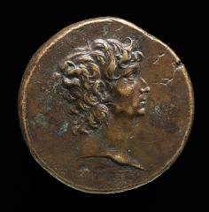 Image for "Augustus" (Self-Portrait) [obverse]; Male Figure and Winged Caduceus [reverse]