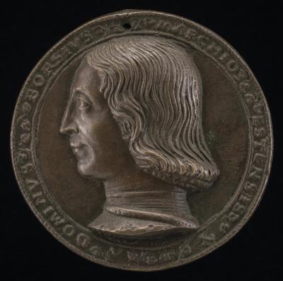Image for Borso d'Este, 1413-1471, Marquess of Este [obverse]; Marigold and Doorknocker [reverse]