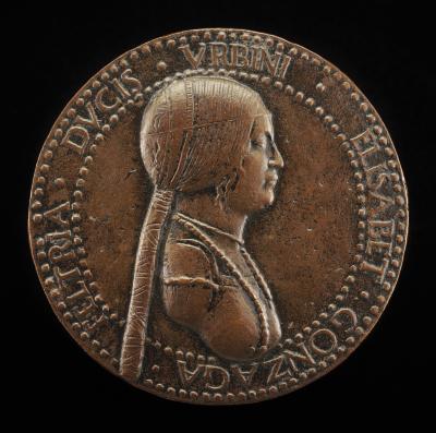 Image for Elisabetta Gonzaga, died 1526, Duchess of Urbino, Wife of Guidobaldo I 1489 [obverse]; Female Figure Holding a Bridle [reverse]