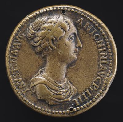 Image for Faustina Junior, died A.D. 176, Wife of Marcus Aurelius [obverse]; Empress and Five Women Sacrificing [reverse]