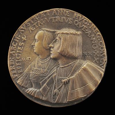 Image for Ferdinand I, 1503-1564, Archduke of Austria 1519, and Anne of Hungary, died 1547, His Wife 1521 [obverse]; Monogram FA Circled by the Collar of the Fleece [reverse]