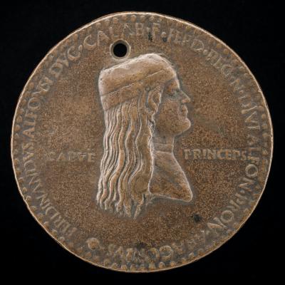 Image for Ferdinand of Aragon, died 1496, Prince of Capua and King of Naples 1495 [obverse]; Felicitas Seated, Holding Ears of Corn and Waving Cornucopiae [reverse]