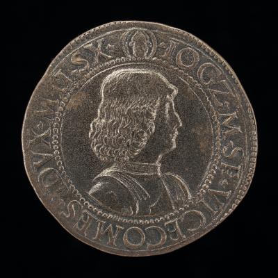 Image for Giangaleazzo Maria Sforza, 1469-1494, 6th Duke of Milan 1476 [obverse]; Shield with Two Crests [reverse]