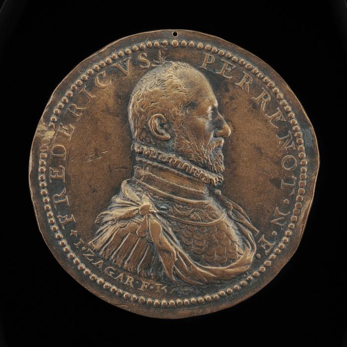 Image for Frédéric Perrenot, 1536-1602, Lord of Champagney, Governor of Antwerp 1571 [obverse]; Ship, and Putto Holding Scales [reverse]