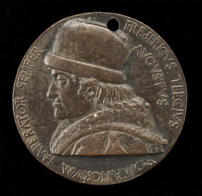 Image for Frederick III, 1415-1493, Holy Roman Emperor 1452 [obverse]; Emperor, Pope, and Cardinals on Ponte Sant'Angelo [reverse]