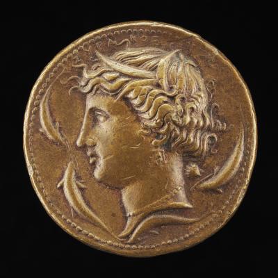 Image for Head of Arethusa [obverse]; Chariot on a Pedestal [reverse]