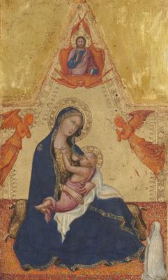 Image for Madonna of Humility, The Blessing Christ, Two Angels, and a Donor [obverse]; The Crucifixion [reverse]