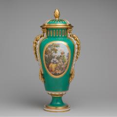 Image for Vase with cover (vase à bandes) (one of a pair)