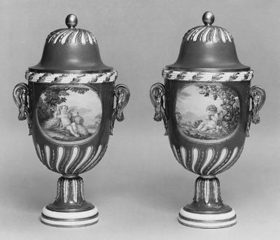 Image for Vase with cover (vase feuille de laurier) (one of a pair)