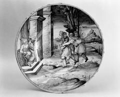 Image for Two Majolica Plates with Narrative Scenes