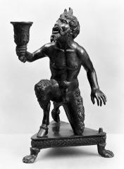 Image for Candlestick and Inkwell (or Sandbox) Depicting a Kneeling Satyr
